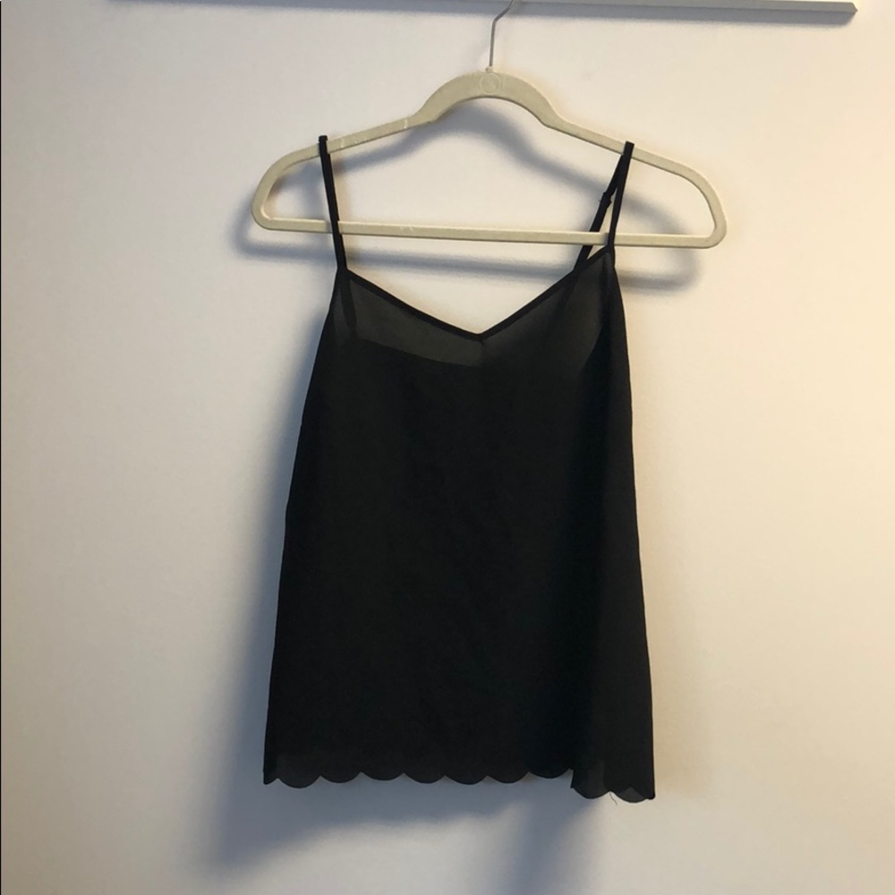 Anthropologie scalloped black cami